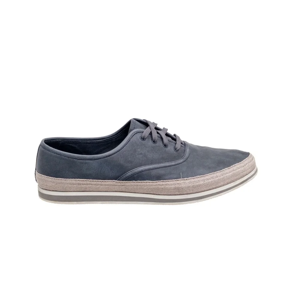 $790 PRADA Aged Leather ESPADRILLE HYBRID Navy SNEAKERS‎ EU 41 UK 8.5 US 9.5
